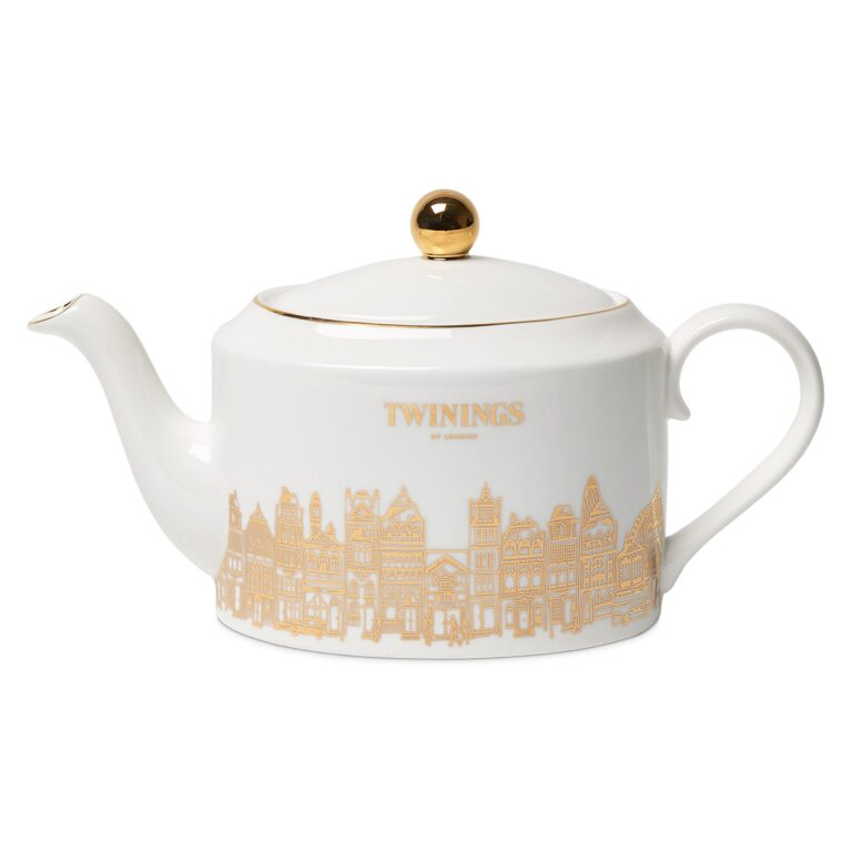 Twinings 216 Strand - Teapot - Perfect for Afternoon Tea Teapot - Teaware - Tea Lover Gift - White/Gold