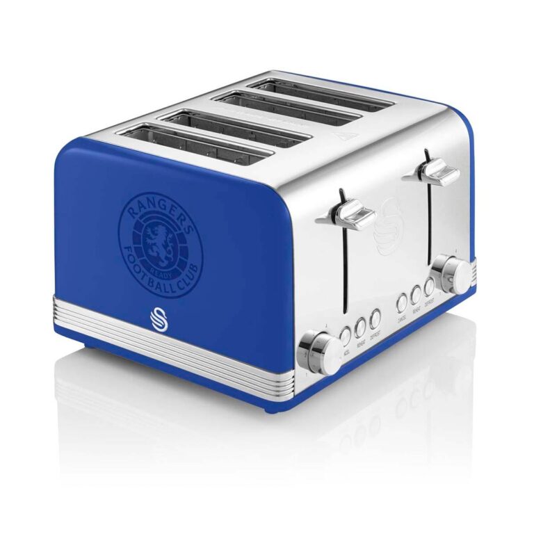 Swan Rangers 4 Slice Retro Toaster - Blue, none