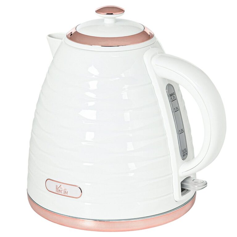 HOMCOM 1.7-Litre 3kW Fast-Boil Electric Kettle with 360-Degree Swivel and Auto-Shut Off - White, White