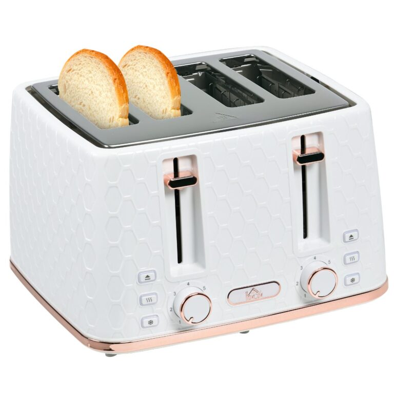 HOMCOM Four-Slice Honeycomb Toaster - White, none