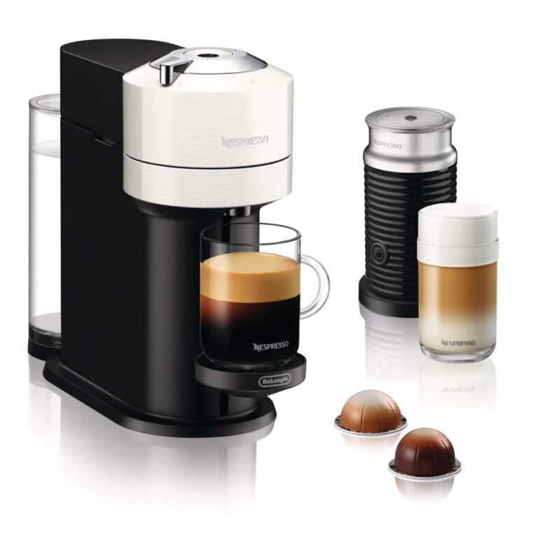 Delonghi Nespresso Vertuo Next Capsule Coffee Machine with Aeroccino Milk Frother White - White
