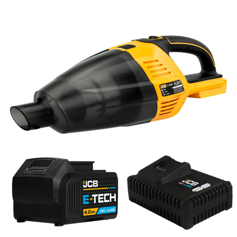 JCB 18V Handheld Vacuum Cleaner, 4.0Ah Li-ion Battery & 4Ah Fast Charger, 50mbar Max. Pressure