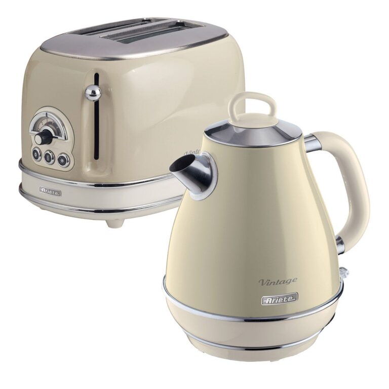 Ariete ARPK1 Vintage 2-Slice Toaster and 1.7L Fast Boil Jug Kettle - Cream, Cream