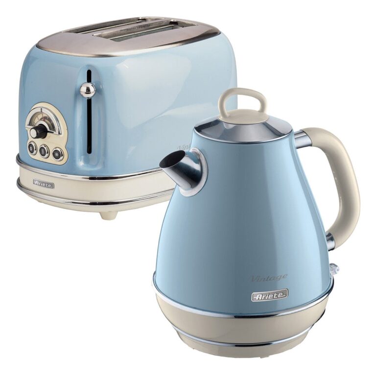 Ariete ARPK3 Vintage 2-Slice Toaster and 1.7L Jug Kettle - Blue, Blue