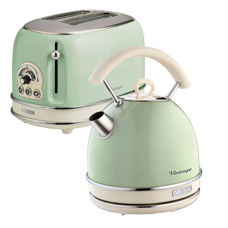Ariete ARPK11 Vintage 2-Slice Toaster and 1.7L Dome Kettle - Green, Green