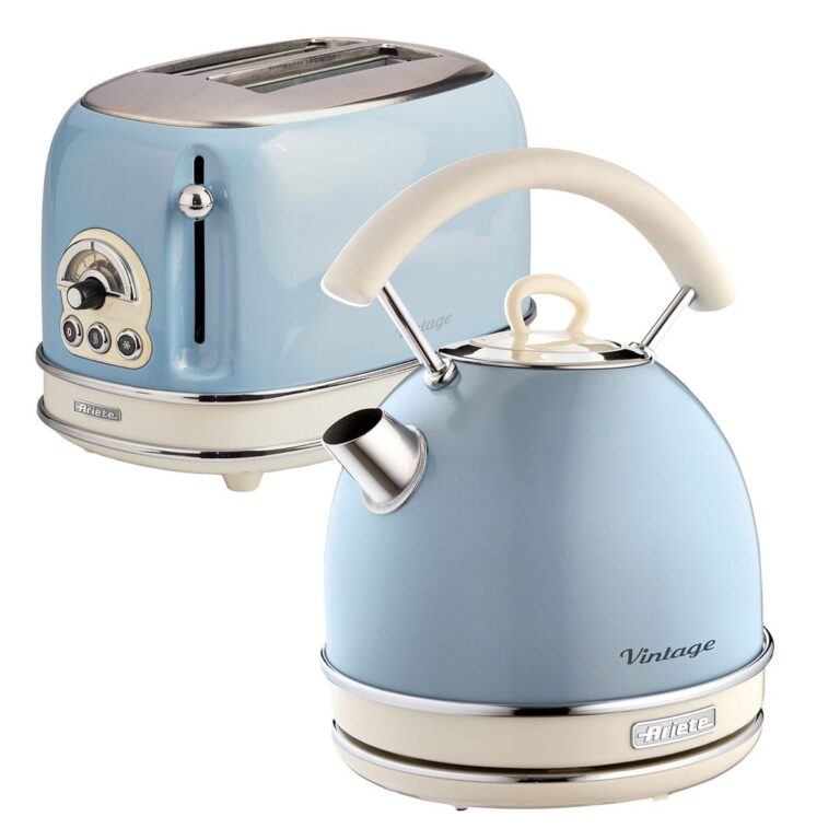 Ariete ARPK12 Vintage 2-Slice Toaster and 1.7L Dome Kettle - Blue, Blue