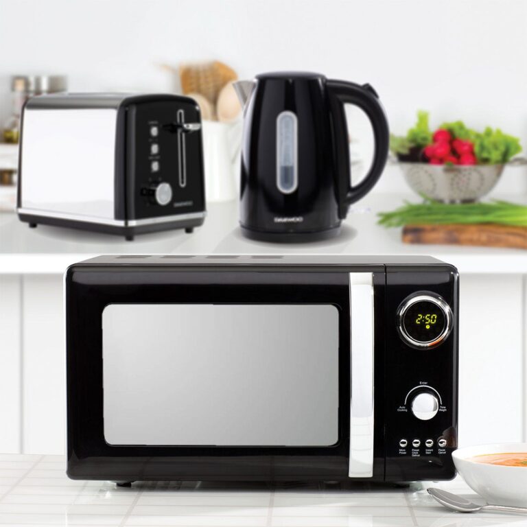 Daewoo Kensington Kettle Toaster and Digital Microwave Bundle - Black, Black