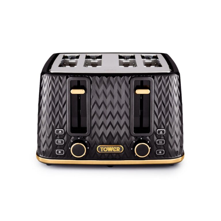 Tower T20061BLK Empire 4 Slice Toaster - Black, Black