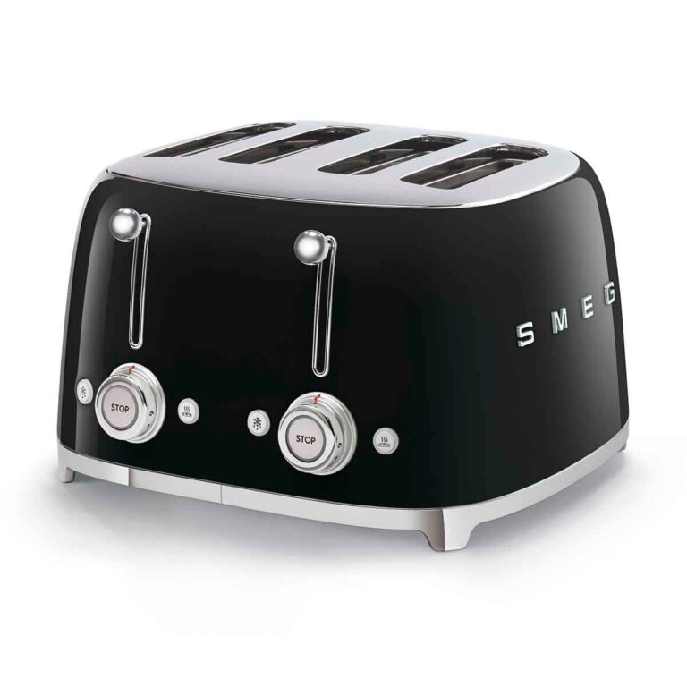 Smeg TSF03BLUK 50s Retro Style 4 Slot Toaster - Black, Black