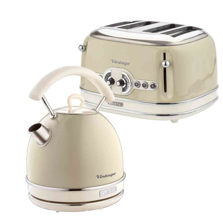 Ariete Vintage Dome Kettle And 4Sl Toaster Cream, Cream