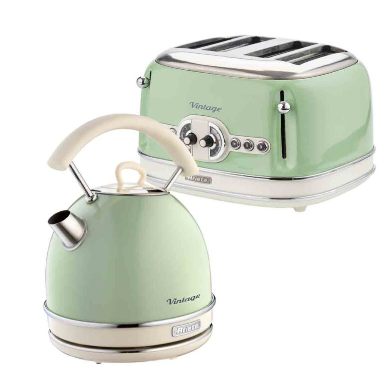 Ariete Vintage Dome Kettle And 4Sl Toaster Green, Green
