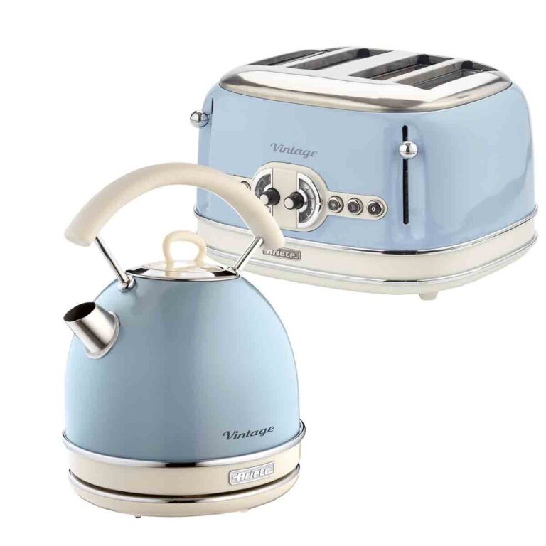Ariete Vintage Dome Kettle And 4Sl Toaster Blue, Blue