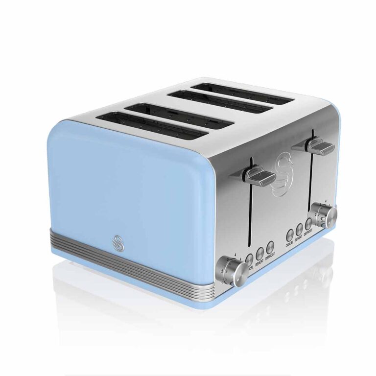 Swan 4 Slice Retro Toaster 1600W, Blue