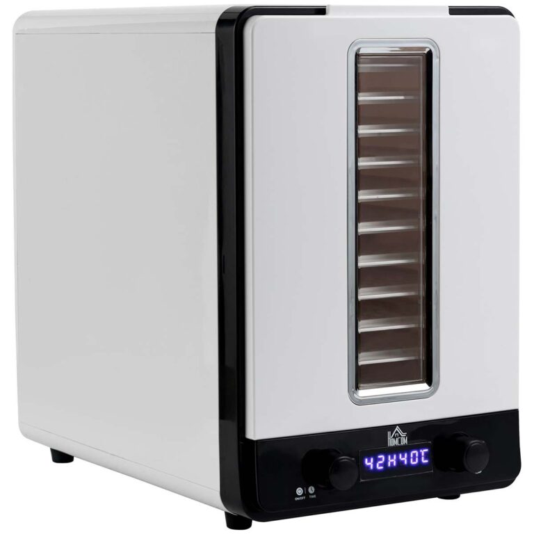 11 Tier Food Dehydrator with Adjustable Temperature Timer LCD Display 550W, White