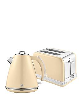 Swan Eejb295 Retro Style 2 Slice Toaster And Jug Kettle Set - Cream