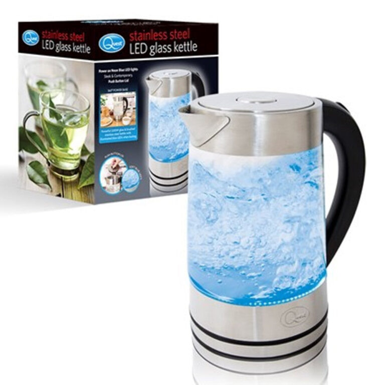 Quest Stainless Steel LED Glass Kettle, 2200W, 1.7W