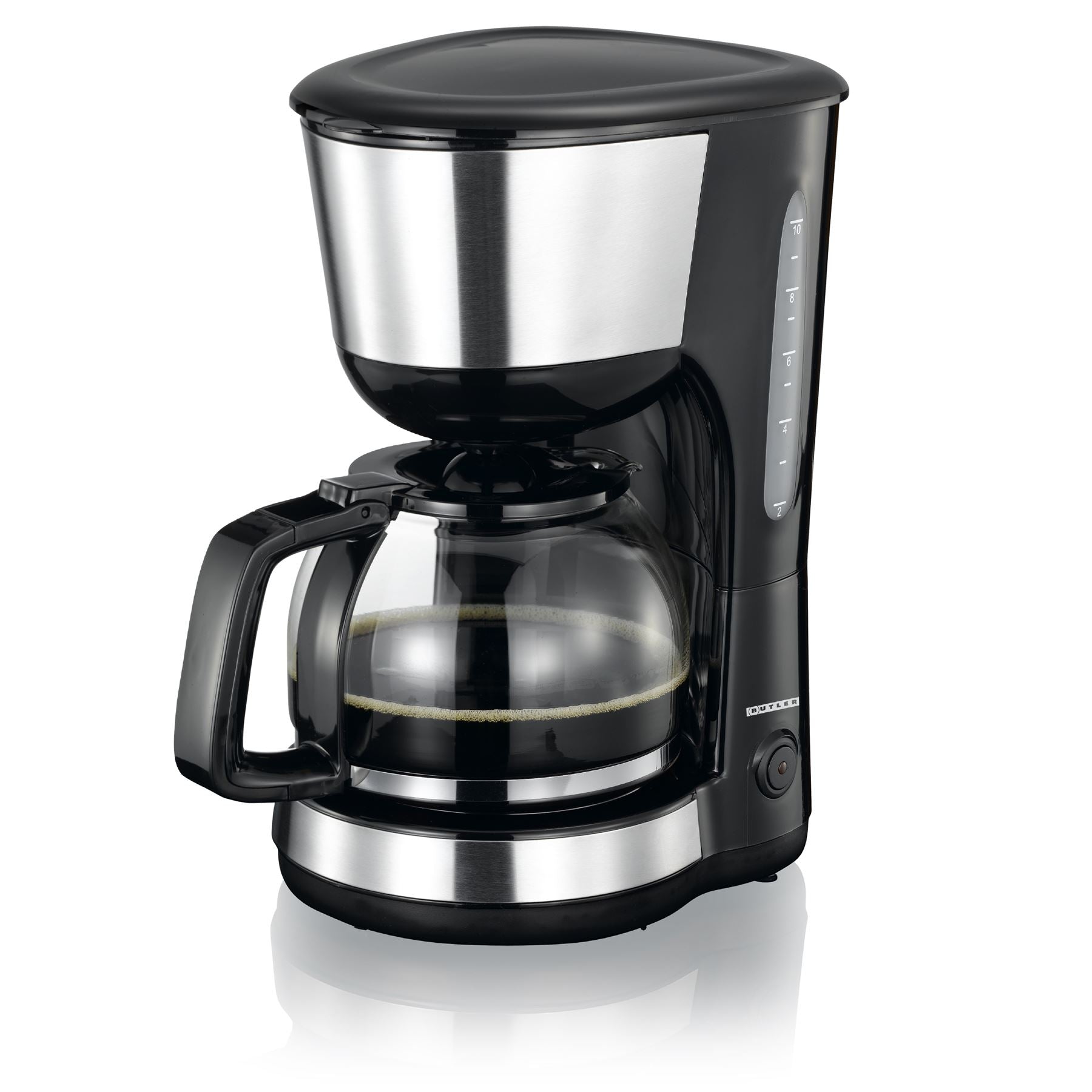Butler Coffee Maker 1.25L Easy to Use Keep Warm Function Nylon Reusable Filter - Black