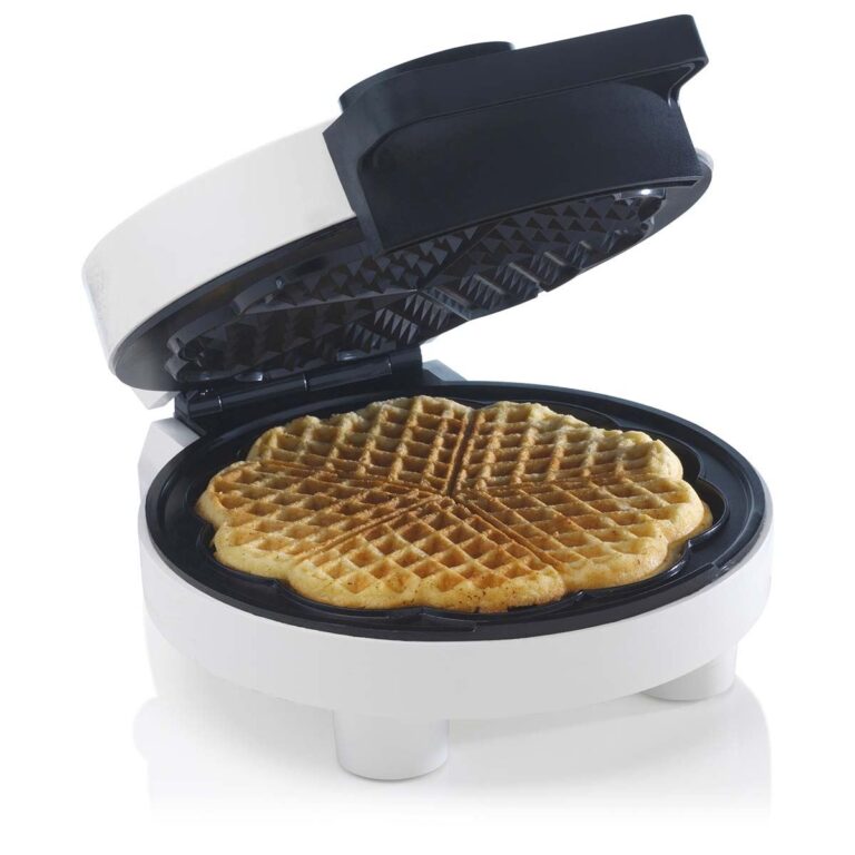 Trebs Waffle Maker Iron, Single Heart Shape Waffle Machine with Non Stick Plates & Adjustable Temperature Control, 1000W - White