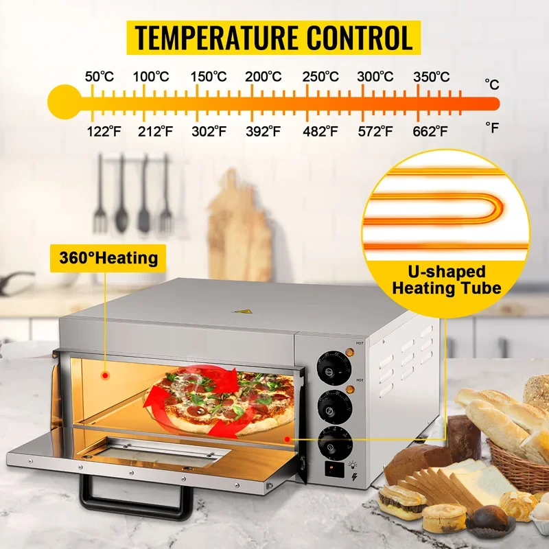 Pizza Oven Stainless Steel Electric Cake Roasted Chicken Pizza Cooker Commercial Use Kitchen Baking Machine Food Processor