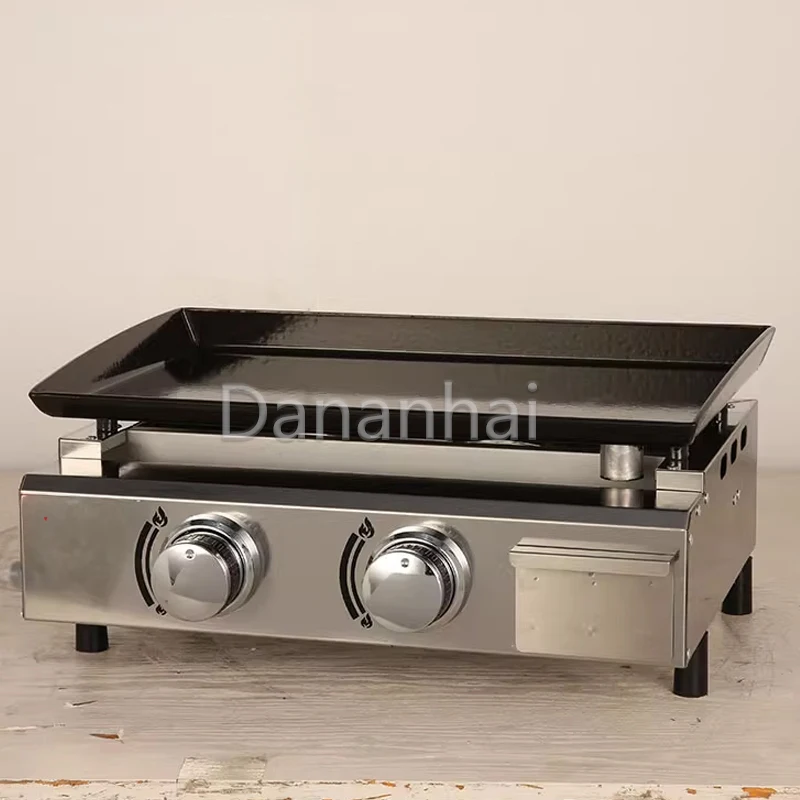 Outdoor Barbecue Stove 4 Burners Commercial Grill Non Stick Surface Enamel Cast Iron Plate Firing