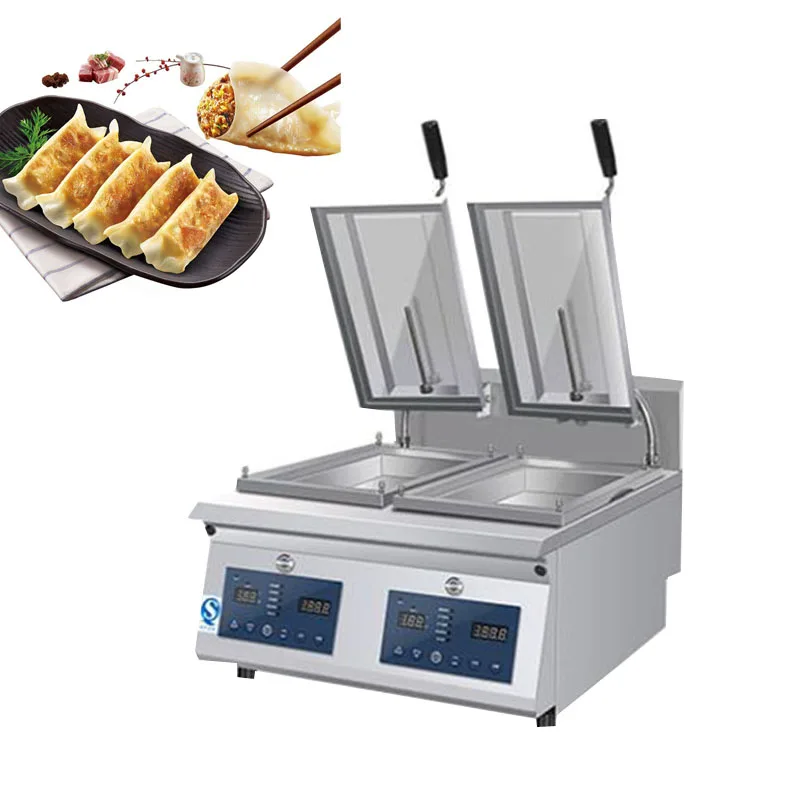 Intelligent Single Double Pot Fried Gyoza Machine Electric Frying Dumpling Pot Sticker Pancake Cooker Fried Buns Pan