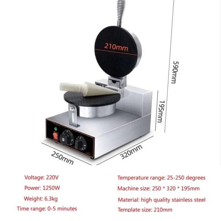 Waffle Cone and Bowl Maker For Homemade Ice Cream Cones- Includes Shaper Roller & Bowl Press- for Kids Adults