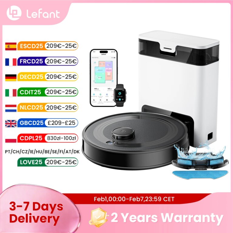 Lefant M2S Pro Robot Vacuum Cleaner with Mapping,10000Pa, Automatic Dust Station,Laser Navigation, PSD Avoidance Technology