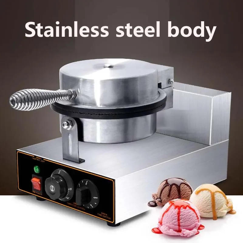 PBOBP Home Use 110V/220V Electric Ice Cream Cone Maker Baker Cone Baking Machine Crepe Making Machine Crispy Egg Roll