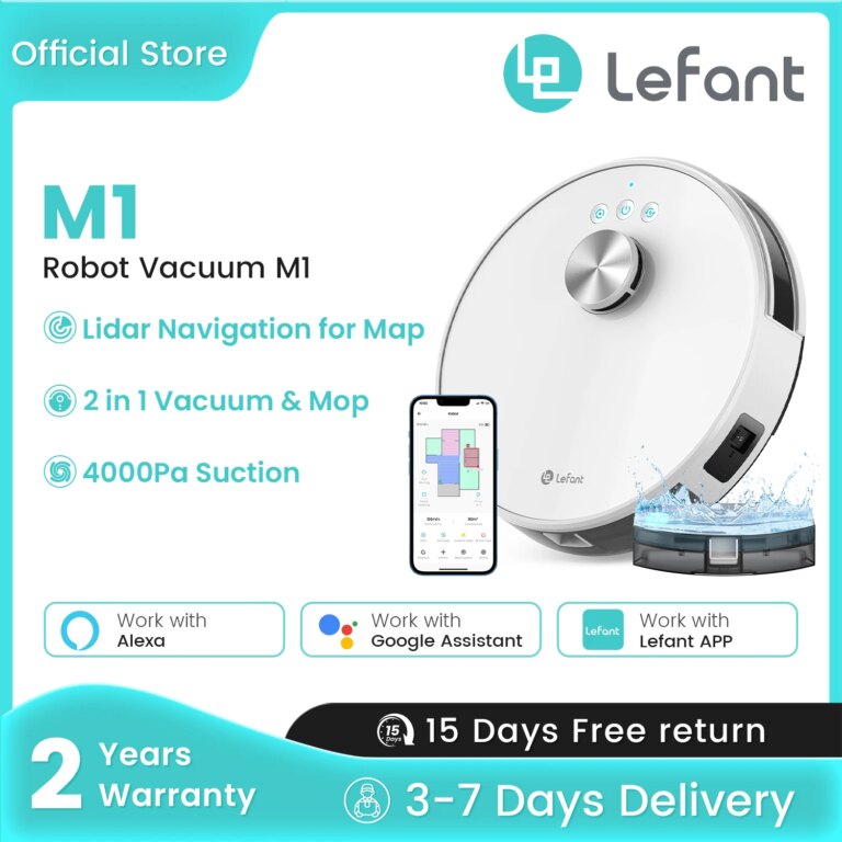 Lefant M1 LDS Robot Vacuum Cleaner with Multi Plane Mapping, 4000Pa Suction,Schedule, App/Alexa Control, for Pet Hair