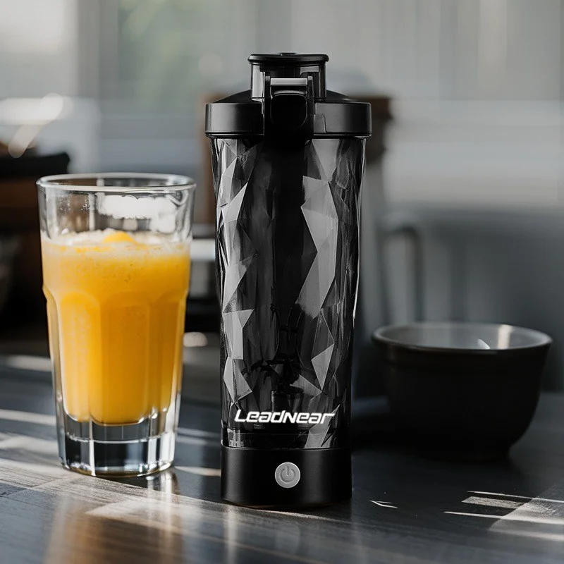 700ml Black Electric Portable Protein Shaker Bottle, Food-Grade Tritan Material, Fitness Sports Outdoor Water Bottle