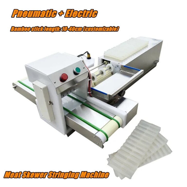 2000-2500pc/h Qneumatic Meat Skewer Machine Lamb Meatball Skewer Maker