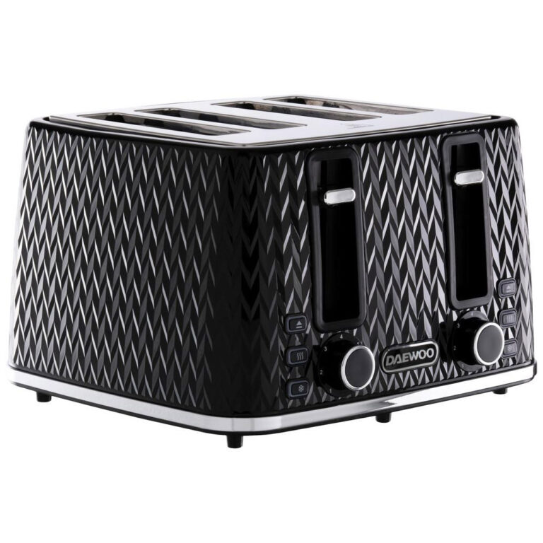 Daewoo SDA1863GE ARGYLE 4 Slice Patterned Toaster Black