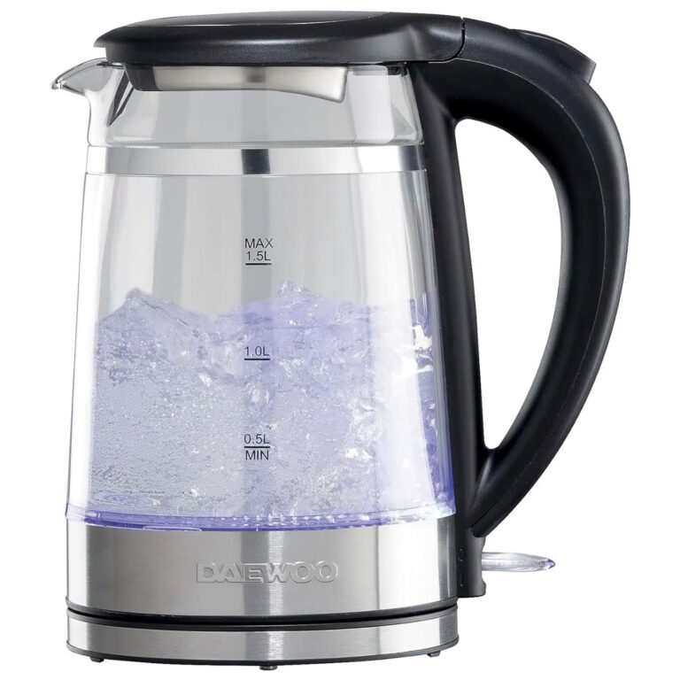 Daewoo SDA2539GE Cool Touch Rapid Boil Glass Kettle with LED 1 5L 3kW