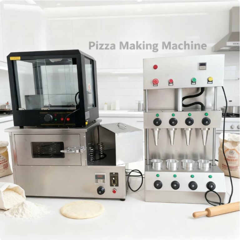 110V 220V Pizza Cone Machine Commercial Stainless Steel Customizable Pizza Shaping Maker With Oven and Display Case For Sale