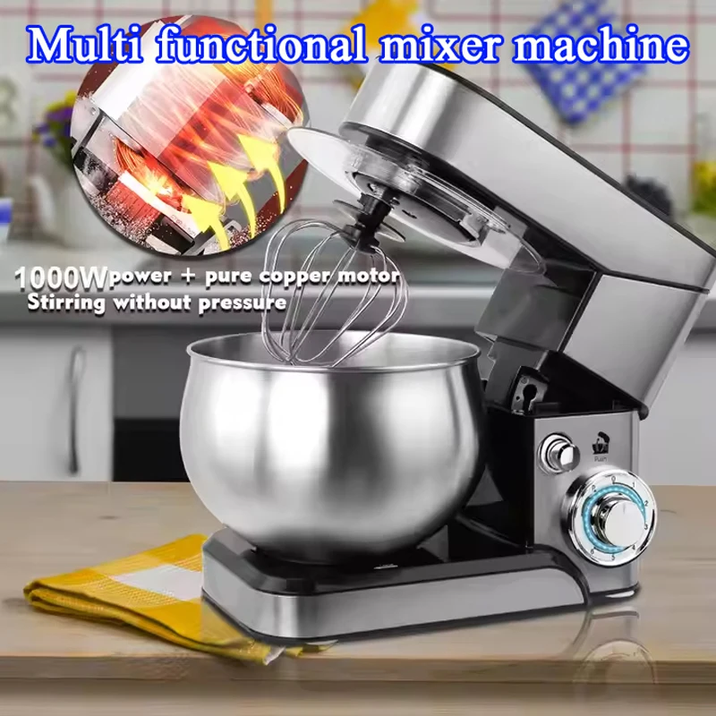 All Metal Stand Mixer 6-Speeds Tilt-Head Food Mixer,1000Watt DC Motor Electric Stand Mixer with 12Wire Whip,Flat Beater