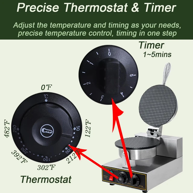 Intelligent Temperature Control Rolled Sugar Crispy Ice Cream Cone Making Machine Street Food Stalls
