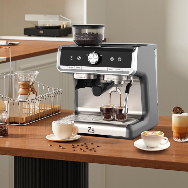 Espresso Coffee Machine with Grinder 20 Bar Semi-Automatic Coffee Maker with Milk Frother Steamer Wand for Cappuccino Latte