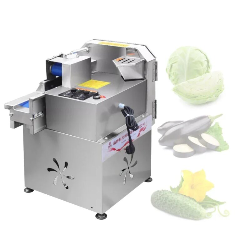 Vegetable Cutting Machine Multi-functional Stainless Steel Dual Port Electric Vegetable Slicing Shredding Machine