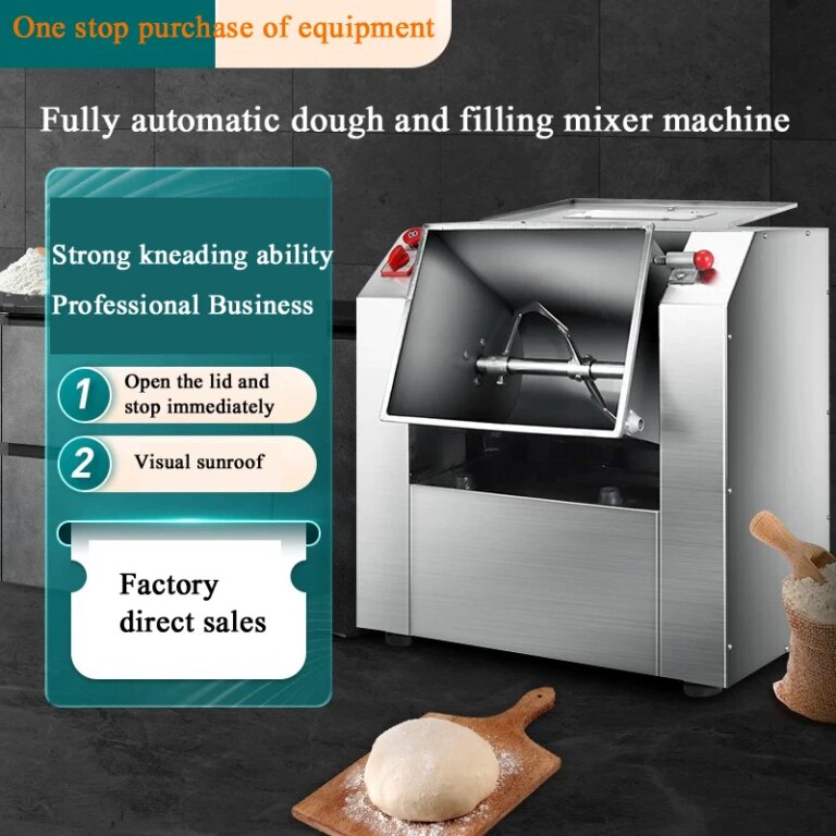 220v Electric Dough Kneading Machine 10/12kg Flour Mixers Commercial Food Spin Mixer Stainless Steel Pasta Stirring Making Bread