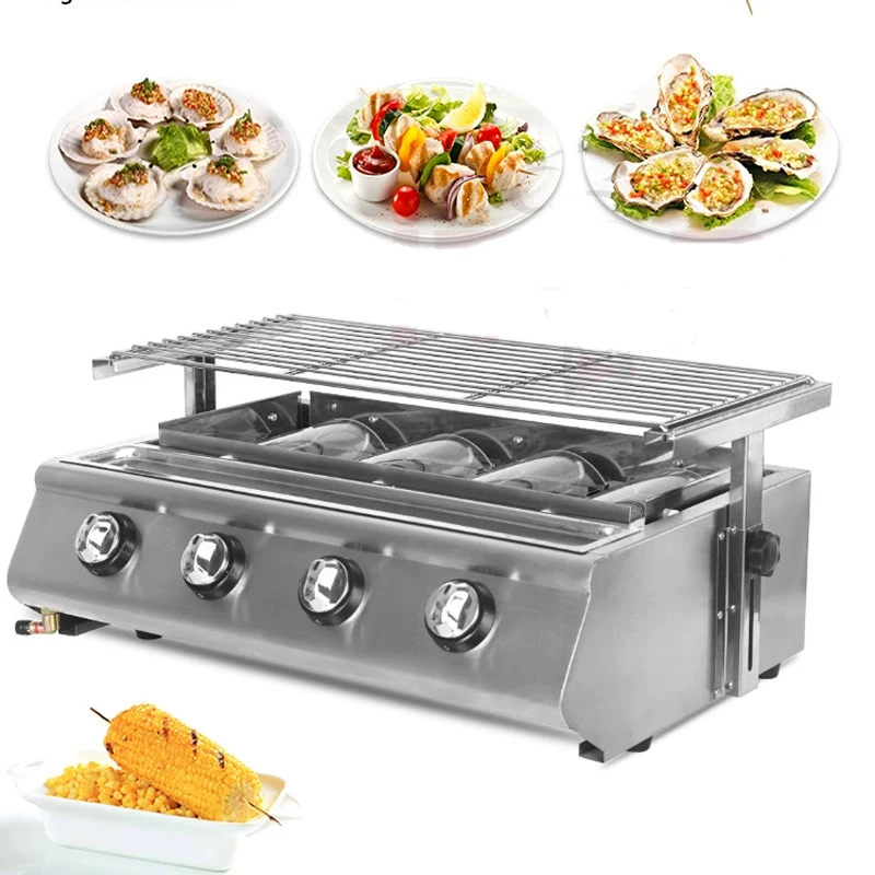 Stainless Steel Gas BBQ Grill Barbecue Grill Outdoor Picnic Baking Smokeless Garden Adjustable Height Grill Size