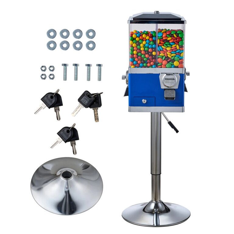 VEVOR Commercial Candy Vending Machine Four Compartment Rotatable 25 Cent Coin For Toy Capsules Bouncy Balls Nut with Stand