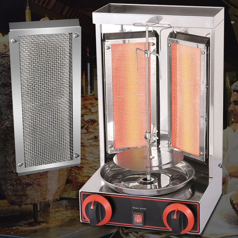Barbecue Machine Gas Kebab Shawarma Electric Heating BBQ Lamb Griddle Vertical Meat Roaster Baking Oven Machine