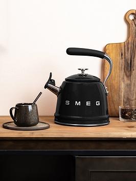 Smeg Whistling Kettle With Cool Touch Handle, 2.3L, Black