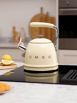 Smeg Whistling Kettle With Cool Touch Handle, 2.3L, Cream