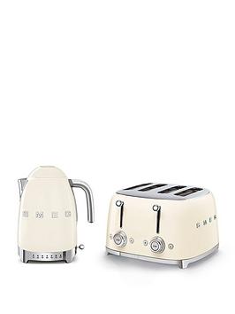 Smeg Variable Temperature Kettle And 4 Slice Toaster Bundle- Cream