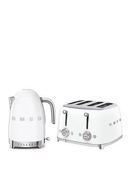 Smeg Variable Temperature Kettle And 4 Slice Toaster Bundle- White