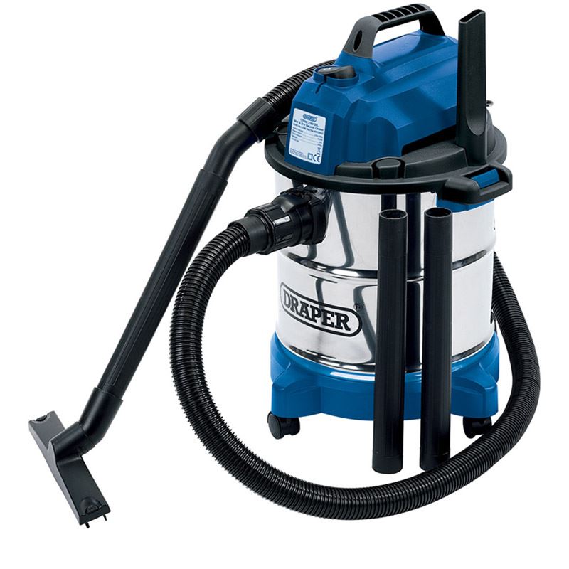 Draper 20L 1250W 230V Wet and Dry Vacuum Cleaner with Stainless Steel Tank (13785)
